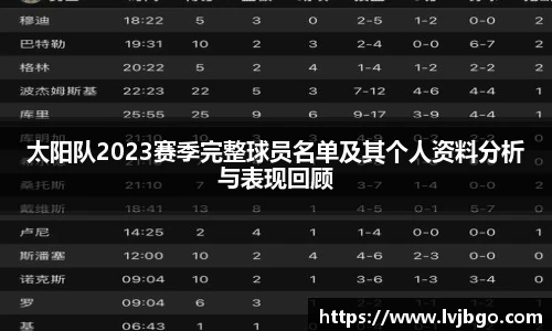 太阳队2023赛季完整球员名单及其个人资料分析与表现回顾
